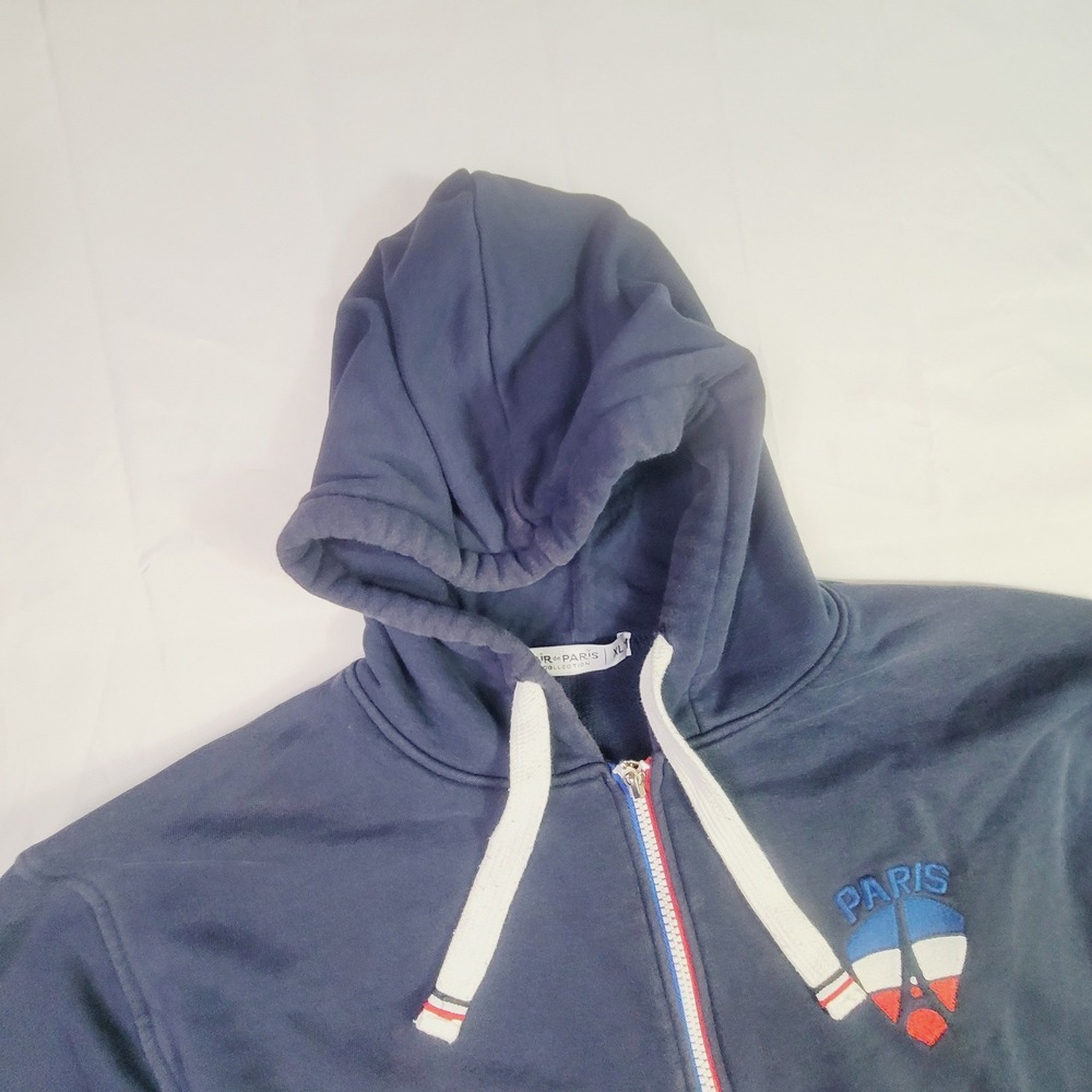 Air De Paris Men's XL Full Zip Hoodie Navy Blue Zipper Paris Shield Logo Q43 - Picture 3 of 15
